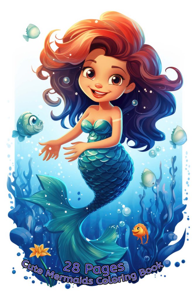 Mermaids coloring book cover