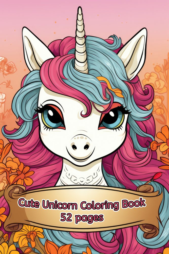 Unicorns coloring book cover